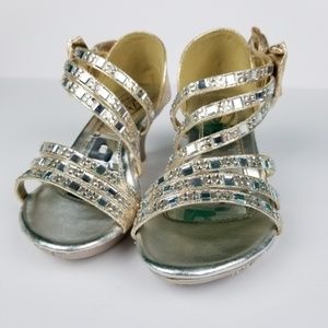 Champagne Rhinestone Strap Sandal -Size 10